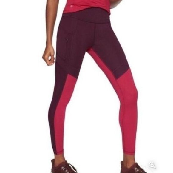 Athleta Pants - Athleta All in Structure Tights Leggings 7/8 Women XXS  Burgundy Pink Inseam 25”